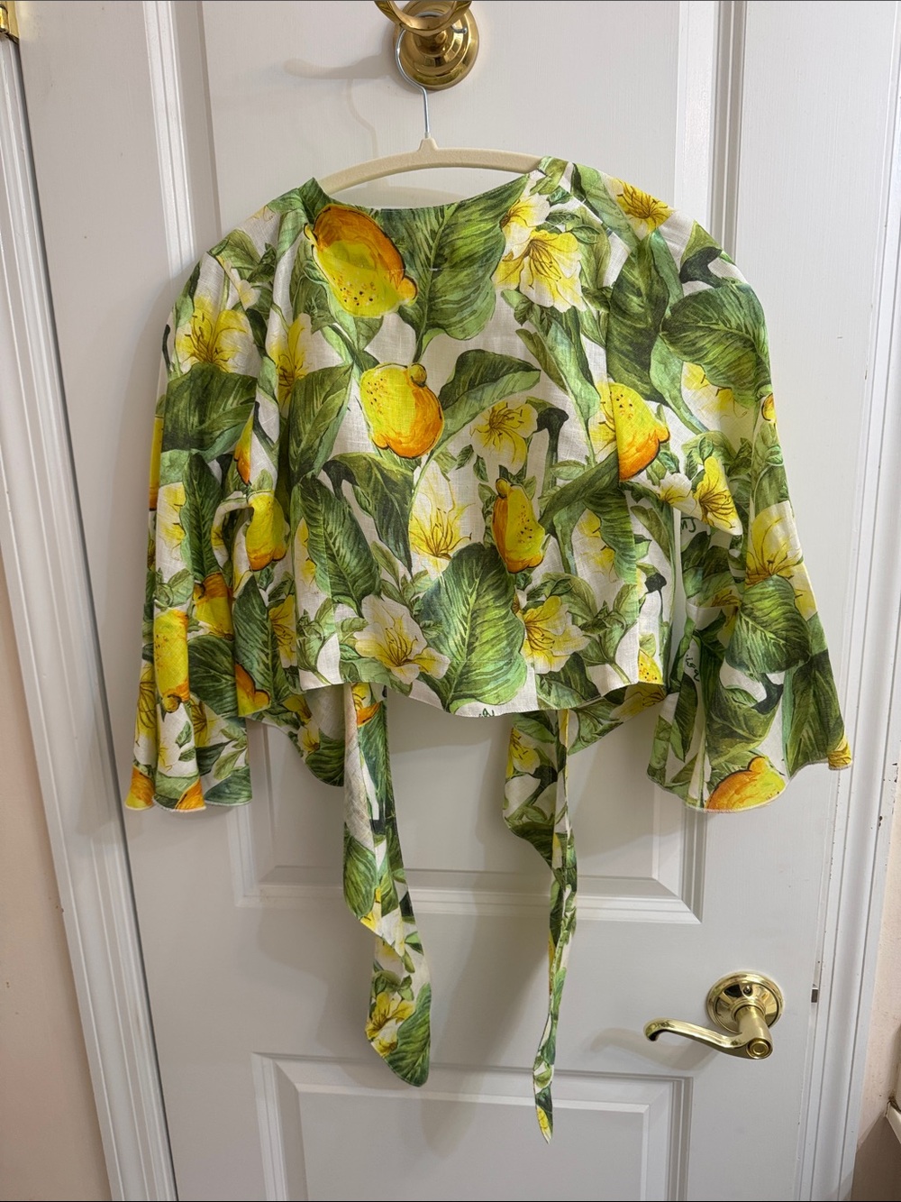 Luisa Positano Lemon Print Tie-Front Shrug - Picture 4 of 4